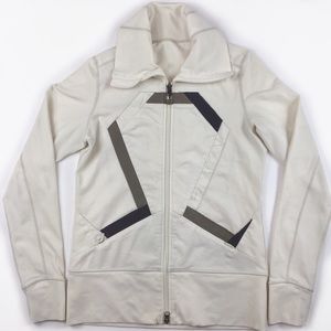 Lululemon jacket 6 Origami Stride Rare style off white Brown patch full zip